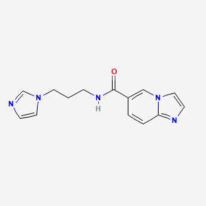 molecular formula C14H15N5O B5552664 N-[3-(1H-咪唑-1-基)丙基]咪唑并[1,2-a]吡啶-6-甲酰胺 