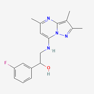 molecular formula C17H19FN4O B5552716 1-(3-fluorophenyl)-2-[(2,3,5-trimethylpyrazolo[1,5-a]pyrimidin-7-yl)amino]ethanol 