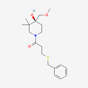 molecular formula C19H29NO3S B5552722 (4S*)-1-[3-(苄硫基)丙酰]-4-(甲氧甲基)-3,3-二甲基哌啶-4-醇 