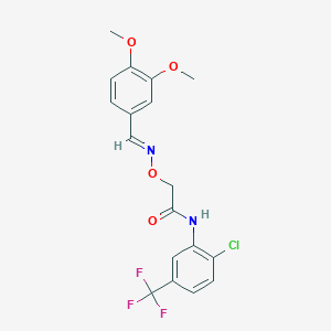 molecular formula C18H16ClF3N2O4 B5552733 N-[2-chloro-5-(trifluoromethyl)phenyl]-2-{[(3,4-dimethoxybenzylidene)amino]oxy}acetamide 