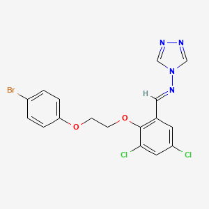 molecular formula C17H13BrCl2N4O2 B5552735 N-{2-[2-(4-bromophenoxy)ethoxy]-3,5-dichlorobenzylidene}-4H-1,2,4-triazol-4-amine 