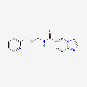 molecular formula C15H14N4OS B5552742 N-[2-(pyridin-2-ylthio)ethyl]imidazo[1,2-a]pyridine-6-carboxamide 