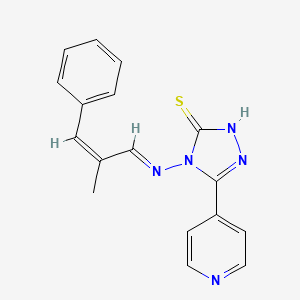 molecular formula C17H15N5S B5552804 4-[(2-methyl-3-phenyl-2-propen-1-ylidene)amino]-5-(4-pyridinyl)-4H-1,2,4-triazole-3-thiol 