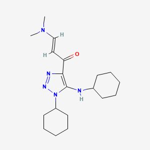 molecular formula C19H31N5O B5552810 1-[1-cyclohexyl-5-(cyclohexylamino)-1H-1,2,3-triazol-4-yl]-3-(dimethylamino)-2-propen-1-one 