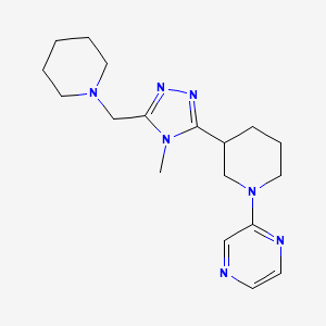 molecular formula C18H27N7 B5552875 2-{3-[4-methyl-5-(piperidin-1-ylmethyl)-4H-1,2,4-triazol-3-yl]piperidin-1-yl}pyrazine 