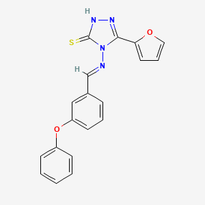molecular formula C19H14N4O2S B5552876 5-(2-furyl)-4-[(3-phenoxybenzylidene)amino]-4H-1,2,4-triazole-3-thiol 