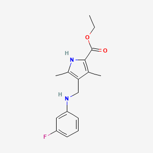 molecular formula C16H19FN2O2 B5552880 4-{[(3-氟苯基)氨基]甲基}-3,5-二甲基-1H-吡咯-2-羧酸乙酯 