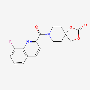 molecular formula C17H15FN2O4 B5552886 8-[(8-fluoro-2-quinolinyl)carbonyl]-1,3-dioxa-8-azaspiro[4.5]decan-2-one 