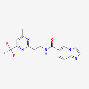 molecular formula C16H14F3N5O B5552903 N-{2-[4-甲基-6-(三氟甲基)嘧啶-2-基]乙基}咪唑并[1,2-a]吡啶-6-甲酰胺 