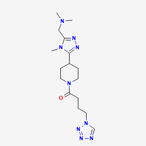 molecular formula C16H27N9O B5552915 N,N-二甲基-1-(4-甲基-5-{1-[4-(1H-四唑-1-基)丁酰]哌啶-4-基}-4H-1,2,4-三唑-3-基)甲胺 