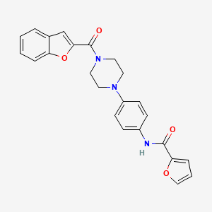 molecular formula C24H21N3O4 B5552944 N-{4-[4-(1-苯并呋喃-2-酰基)-1-哌嗪基]苯基}-2-呋喃酰胺 