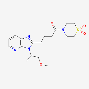 molecular formula C18H26N4O4S B5552965 2-[4-(1,1-dioxidothiomorpholin-4-yl)-4-oxobutyl]-3-(2-methoxy-1-methylethyl)-3H-imidazo[4,5-b]pyridine 