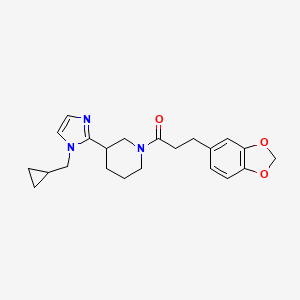 molecular formula C22H27N3O3 B5552990 1-[3-(1,3-benzodioxol-5-yl)propanoyl]-3-[1-(cyclopropylmethyl)-1H-imidazol-2-yl]piperidine 