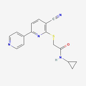 molecular formula C16H14N4OS B5553004 2-[(5-氰基-2,4'-联吡啶-6-基)硫代]-N-环丙基乙酰胺 