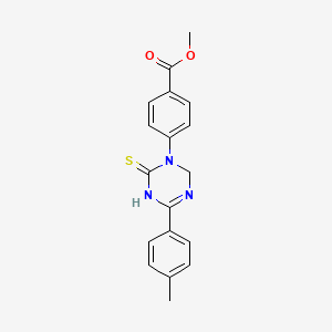 molecular formula C18H17N3O2S B5553012 methyl 4-[4-(4-methylphenyl)-2-thioxo-3,6-dihydro-1,3,5-triazin-1(2H)-yl]benzoate 