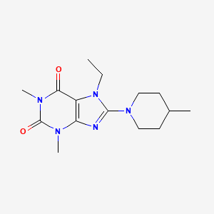 molecular formula C15H23N5O2 B5553014 7-乙基-1,3-二甲基-8-(4-甲基哌啶-1-基)-3,7-二氢-1H-嘌呤-2,6-二酮 