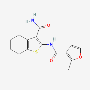 molecular formula C15H16N2O3S B5553045 N-[3-(aminocarbonyl)-4,5,6,7-tetrahydro-1-benzothien-2-yl]-2-methyl-3-furamide 