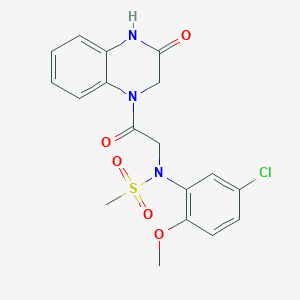 molecular formula C18H18ClN3O5S B5553059 N-(5-chloro-2-methoxyphenyl)-N-[2-oxo-2-(3-oxo-3,4-dihydro-1(2H)-quinoxalinyl)ethyl]methanesulfonamide 