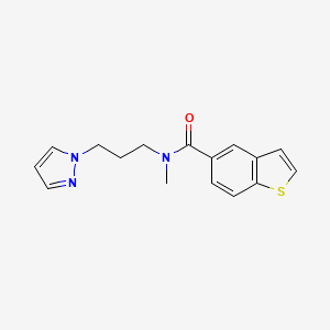 molecular formula C16H17N3OS B5553113 N-甲基-N-[3-(1H-吡唑-1-基)丙基]-1-苯并噻吩-5-甲酰胺 