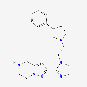 molecular formula C21H26N6 B5553161 2-{1-[2-(3-phenyl-1-pyrrolidinyl)ethyl]-1H-imidazol-2-yl}-4,5,6,7-tetrahydropyrazolo[1,5-a]pyrazine dihydrochloride 