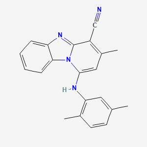 molecular formula C21H18N4 B5553175 1-[(2,5-二甲苯基)氨基]-3-甲基吡啶并[1,2-a]苯并咪唑-4-腈 