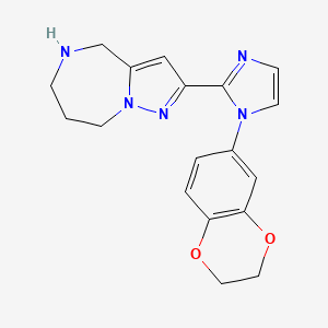 molecular formula C18H19N5O2 B5553195 2-[1-(2,3-dihydro-1,4-benzodioxin-6-yl)-1H-imidazol-2-yl]-5,6,7,8-tetrahydro-4H-pyrazolo[1,5-a][1,4]diazepine hydrochloride 