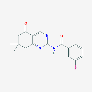 molecular formula C17H16FN3O2 B5553196 N-(7,7-dimethyl-5-oxo-5,6,7,8-tetrahydro-2-quinazolinyl)-3-fluorobenzamide 