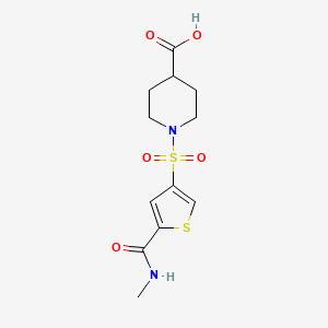 molecular formula C12H16N2O5S2 B5553217 1-({5-[(methylamino)carbonyl]-3-thienyl}sulfonyl)-4-piperidinecarboxylic acid 