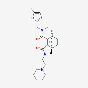 molecular formula C23H31N3O4 B5553221 (3aR*,6S*)-N-甲基-N-[(5-甲基-2-呋喃基)甲基]-1-氧代-2-(2-哌啶-1-基乙基)-1,2,3,6,7,7a-六氢-3a,6-环氧异吲哚-7-甲酰胺 