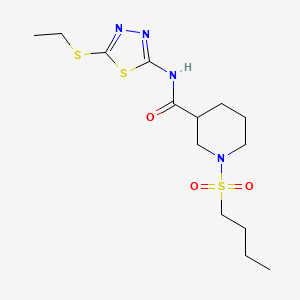 molecular formula C14H24N4O3S3 B5553227 1-(butylsulfonyl)-N-[5-(ethylthio)-1,3,4-thiadiazol-2-yl]-3-piperidinecarboxamide 