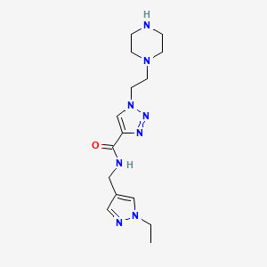 molecular formula C15H24N8O B5553264 N-[(1-ethyl-1H-pyrazol-4-yl)methyl]-1-(2-piperazin-1-ylethyl)-1H-1,2,3-triazole-4-carboxamide 
