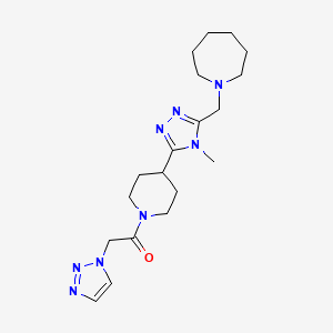 molecular formula C19H30N8O B5553288 1-({4-methyl-5-[1-(1H-1,2,3-triazol-1-ylacetyl)piperidin-4-yl]-4H-1,2,4-triazol-3-yl}methyl)azepane 