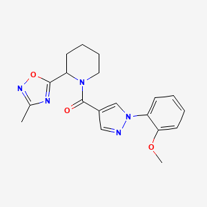 molecular formula C19H21N5O3 B5553325 1-{[1-(2-甲氧基苯基)-1H-吡唑-4-基]羰基}-2-(3-甲基-1,2,4-恶二唑-5-基)哌啶 