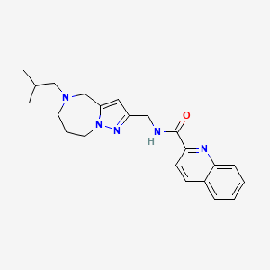 molecular formula C22H27N5O B5553328 N-[(5-isobutyl-5,6,7,8-tetrahydro-4H-pyrazolo[1,5-a][1,4]diazepin-2-yl)methyl]quinoline-2-carboxamide 