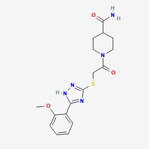 molecular formula C17H21N5O3S B5553331 1-({[5-(2-methoxyphenyl)-4H-1,2,4-triazol-3-yl]thio}acetyl)-4-piperidinecarboxamide 