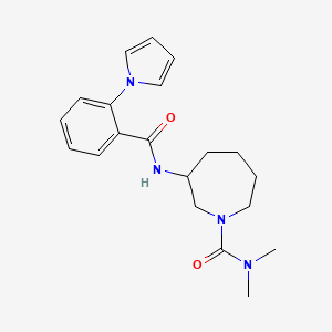 molecular formula C20H26N4O2 B5553360 N,N-dimethyl-3-{[2-(1H-pyrrol-1-yl)benzoyl]amino}azepane-1-carboxamide 