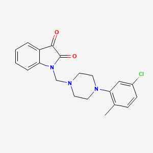 molecular formula C20H20ClN3O2 B5553372 1-{[4-(5-chloro-2-methylphenyl)-1-piperazinyl]methyl}-1H-indole-2,3-dione 