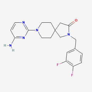 molecular formula C19H21F2N5O B5553378 8-(4-amino-2-pyrimidinyl)-2-(3,4-difluorobenzyl)-2,8-diazaspiro[4.5]decan-3-one 