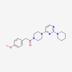 molecular formula C22H29N5O2 B5553392 4-{4-[(4-methoxyphenyl)acetyl]-1-piperazinyl}-2-(1-piperidinyl)pyrimidine 