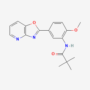 molecular formula C18H19N3O3 B5553399 N-(2-methoxy-5-[1,3]oxazolo[4,5-b]pyridin-2-ylphenyl)-2,2-dimethylpropanamide 
