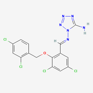 molecular formula C15H10Cl4N6O B5553456 N~1~-{3,5-二氯-2-[(2,4-二氯苄基)氧]苄亚基}-1H-四唑-1,5-二胺 