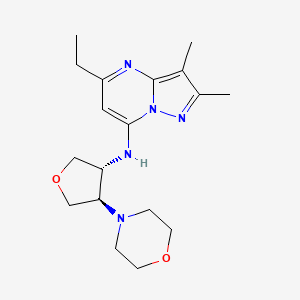 molecular formula C18H27N5O2 B5553465 5-ethyl-2,3-dimethyl-N-[(3R*,4R*)-4-morpholin-4-yltetrahydrofuran-3-yl]pyrazolo[1,5-a]pyrimidin-7-amine 