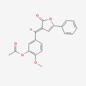 molecular formula C20H16O5 B5553490 2-methoxy-5-[(2-oxo-5-phenyl-3(2H)-furanylidene)methyl]phenyl acetate 