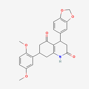 molecular formula C24H23NO6 B5553494 4-(1,3-benzodioxol-5-yl)-7-(2,5-dimethoxyphenyl)-4,6,7,8-tetrahydro-2,5(1H,3H)-quinolinedione 