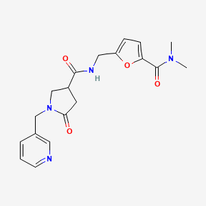 molecular formula C19H22N4O4 B5553521 N-({5-[(dimethylamino)carbonyl]-2-furyl}methyl)-5-oxo-1-(3-pyridinylmethyl)-3-pyrrolidinecarboxamide 