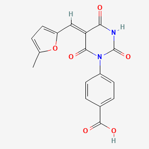 molecular formula C17H12N2O6 B5553562 4-[5-[(5-甲基-2-呋喃基)亚甲基]-2,4,6-三氧代四氢-1(2H)-嘧啶基]苯甲酸 