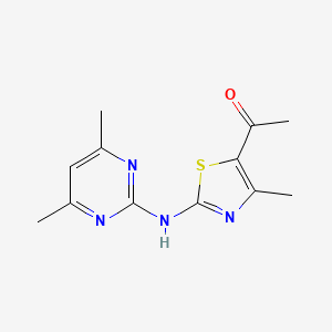 molecular formula C12H14N4OS B5553616 1-{2-[(4,6-dimethyl-2-pyrimidinyl)amino]-4-methyl-1,3-thiazol-5-yl}ethanone 