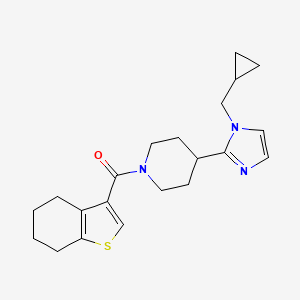 molecular formula C21H27N3OS B5553637 4-[1-(环丙基甲基)-1H-咪唑-2-基]-1-(4,5,6,7-四氢-1-苯并噻吩-3-甲酰基)哌啶 