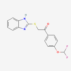 molecular formula C16H12F2N2O2S B5553643 2-(1H-苯并咪唑-2-硫代)-1-[4-(二氟甲氧基)苯基]乙酮 