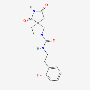 molecular formula C16H18FN3O3 B5553668 N-[2-(2-氟苯基)乙基]-6,8-二氧代-2,7-二氮杂螺[4.4]壬烷-2-甲酰胺 